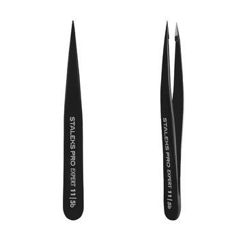 Пинцет для бровей STALEKS PRO EXPERT 11 TYPE 5 Black (точечный) 653 фото