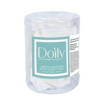 Серветки 6х6 см Doily&reg; (400 шт в тубусі) зі спанбонду 45 г/м2 Колір: білий 678 фото