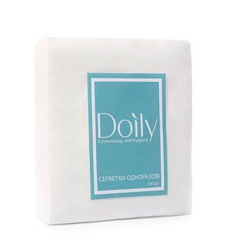 Серветки в упаковці ТМ Doily ,20*20(100 шт/рул) зі спанлейсу,40 г/м2, текстура сітка 638 фото