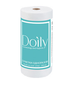 Серветки в рулоні ТМ Doily ,20*20(100 шт/рул) зі спанлейсу,40 г/м2, текстура гладка 400 фото